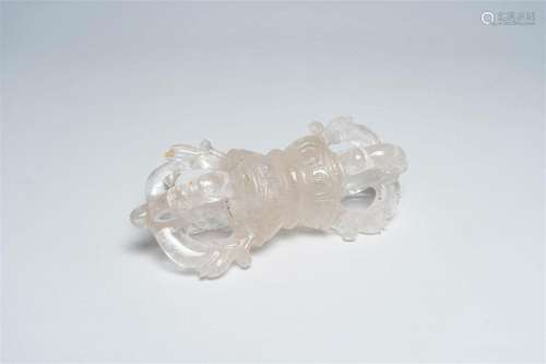 A Tibetan rock crystal vajra, 20th C.