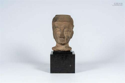 A Thai stone Buddha head, Ayutthaya period, 16th/17th C.