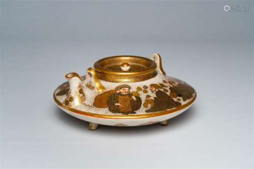 A Japanese Satsuma 'seven gods of good fortune' teapot and c...