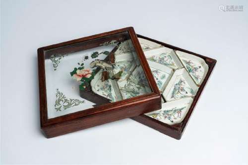 A Chinese famille rose sweetmeat or rice table set with ladi...