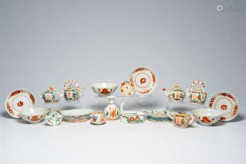 A varied and large collection of Chinese famille rose wares,...