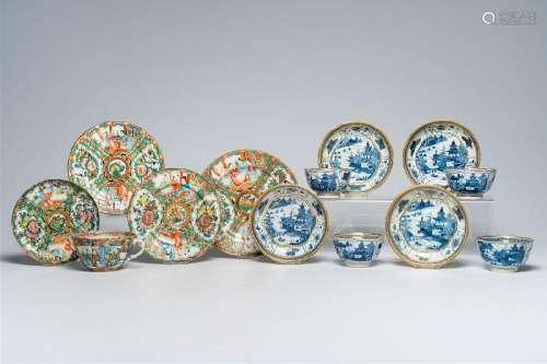 A varied collection of Chinese Canton famille rose and blue,...