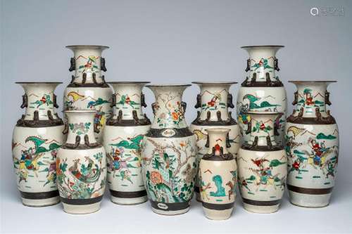 A varied collection of ten Chinese Nanking crackle glazed fa...