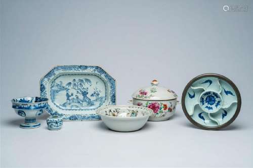 A varied collection of Chinese and Japanese blue, white and ...