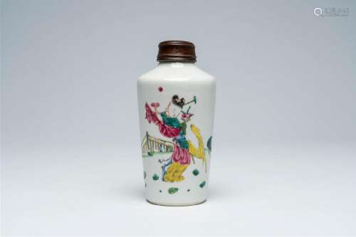 A Chinese famille rose 'Magu and deer' vase, Yongzheng