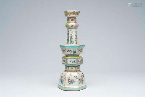 A large Chinese famille rose 'bajixiang' candlestick, Qianlo...