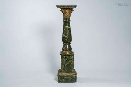 A Neoclassical gilt bronze mounted vert de mer marble stand,...