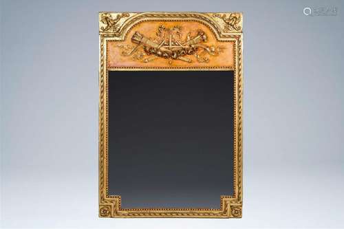 A French Louis XVI style gilt mirror, 20th C.