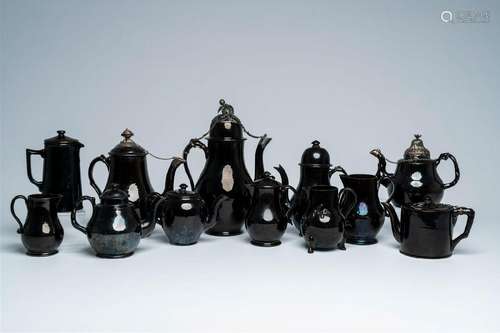 A varied collection of black-glazed pottery, Namur and Leeds...