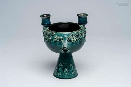 Björn Wiinblad (1918-2006): A Rosenthal turquoise glazed cen...