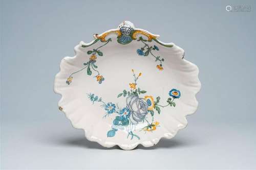 A polychrome French faience basin with floral design, Marsei...