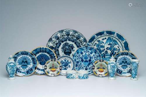 A varied collection of Dutch Delft blue and white and polych...