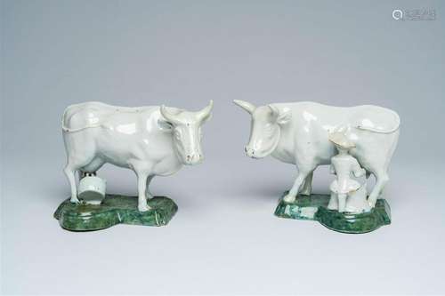 A pair of Dutch Delft cows, 18th C.