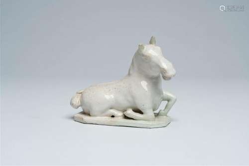 A Dutch Delft white model of a horse, 18th C.