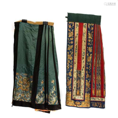 (lot of 2) Chinese embroidered skirts