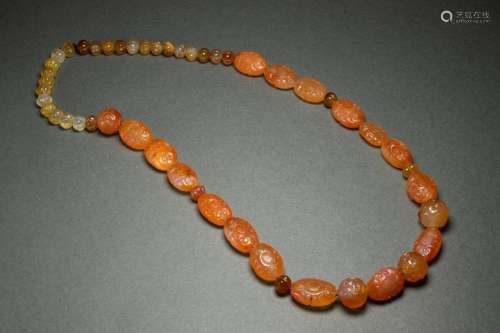 Chinese carnelian and agate necklace