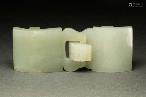 Chinese white jade belt ornament