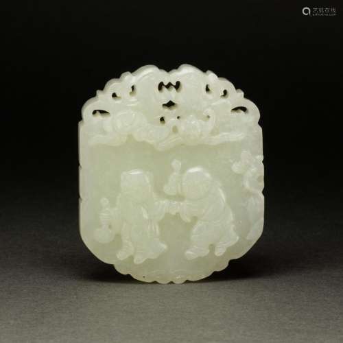 Chinese white jade pendant plaque