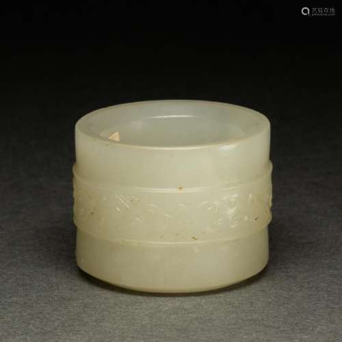 Chinese white jade archer's ring