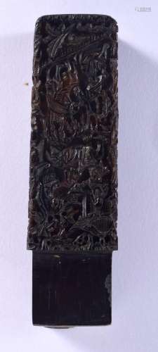 A 19TH CENTURY CHINESE CANTON CARVED TORTOISESHELL BOX Qing....