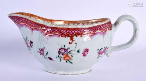 AN 18TH CENTURY CHINESE EXPORT FAMILLE ROSE PORCELAIN SAUCE ...