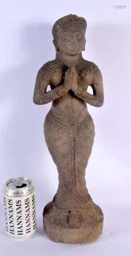 AN UNUSUAL 19TH CENTURY SOUTH EAST ASIAN CAMBODIAN STONE FIG...