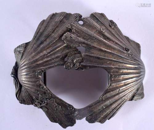 A JAPANESE MEIJI SILVER BELT BUCKLE OF SEASHELLS & FISH ...