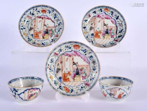 A PAIR OF 18TH CENTURY CHINESE EXPORT FAMILLE ROSE TEABOWLS ...