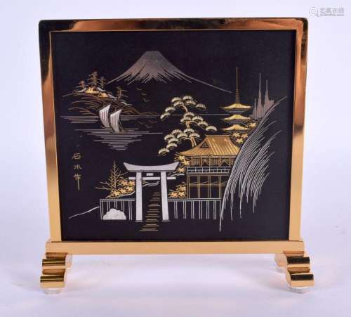 A JAPANESE TAISHO PERIOD MIXED METAL AMITA SCHOLARS SCREEN d...