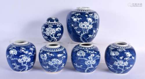 SIX 19TH/20TH CENTURY CHINESE BLUE AND WHITE GINGER JARS in ...