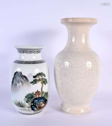 A CHINESE REPUBLICAN PERIOD VASE together with a crackle gla...