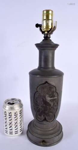 A LATE 19TH CENTURY CHINESE PEWTER LAMP Qing. 39 cm high.