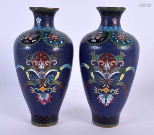 A PAIR OF EARLY 20TH CENTURY JAPANESE MEIJI PERIOD CLOISONNE...