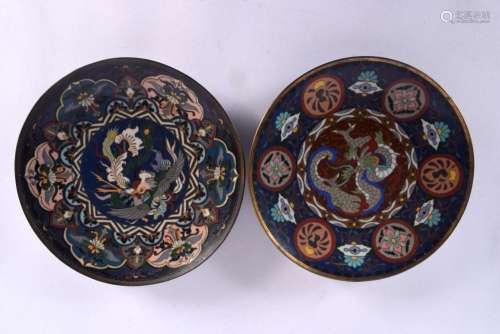 TWO EARLY 20TH CENTURY JAPANESE MEIJI PERIOD CLOISONNE ENAME...