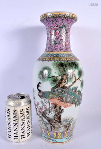 A CHINESE REPUBLICAN PERIOD FAMILLE ROSE VASE decorated with...
