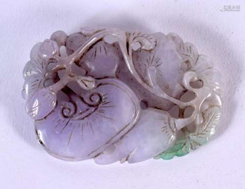 A CHINESE TWO TONE JADE FLORAL PENDANT 20th Century. 8 cm x ...