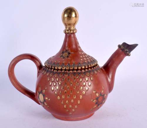 A TURKISH MIDDLE EASTERN TOPHANE TEAPOT AND COVER. 21 cm x 1...