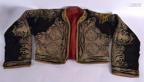 A TURKISH OTTOMAN SILKWORK EMBROIDERED JACKET. 120 cm x 30 c...