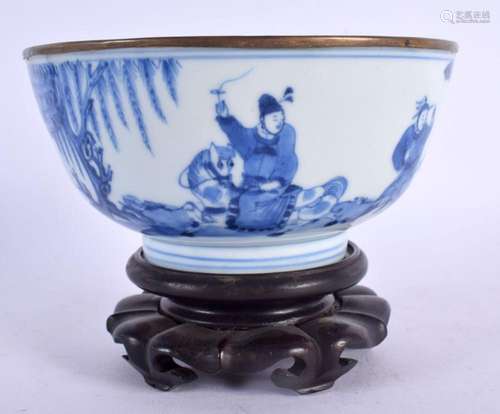 AN EARLY CHINESE QING BLUE AND WHITE PORCELAIN BOWL possibly...