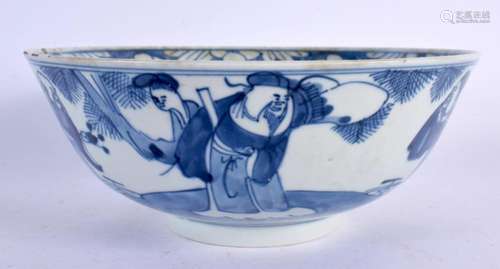 AN 18TH/19TH CENTURY CHINESE BLUE AND WHITE PORCELAIN BOWL Q...