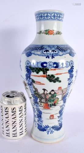 A LARGE CHINESE BLUE AND WHITE FAMILLE VERTE VASE 20th Centu...