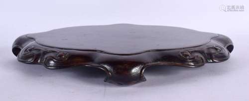 A LARGE 19TH CENTURY CHINESE CARVED HARDWOOD LOBED STAND Qin...