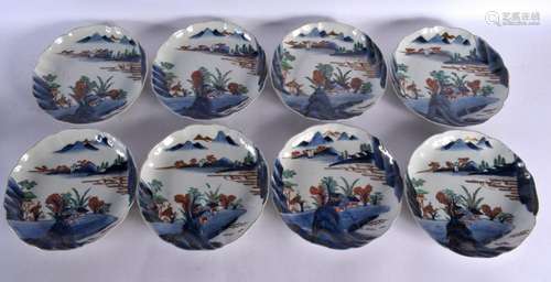 A SET OF EIGHT 19TH CENTURY JAPANESE MEIJI PERIOD IMARI LOBE...