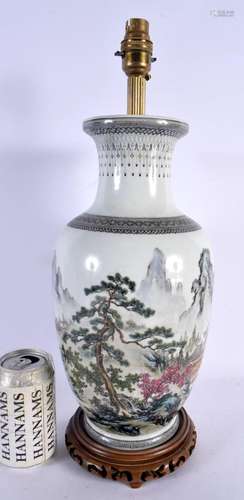 A LARGE CHINESE REPUBLICAN PERIOD FAMILLE ROSE PORCELAIN LAM...