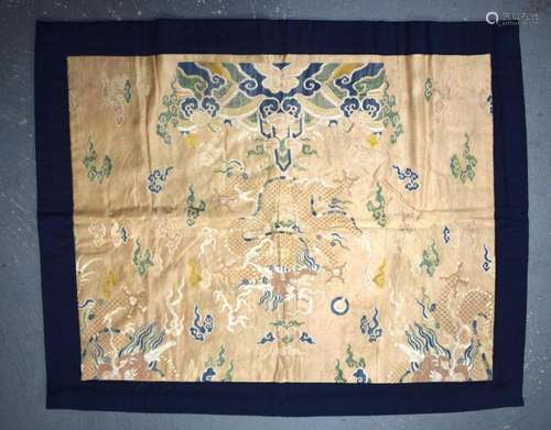 A 17TH CENTURY CHINESE PALE BROWN GLAZED EMBROIDERED SILK BR...