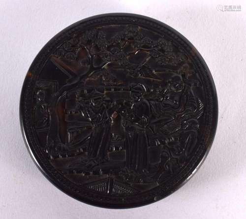 A SMALLER 19TH CENTURY CHINESE CANTON TORTOISESHELL CARVED B...