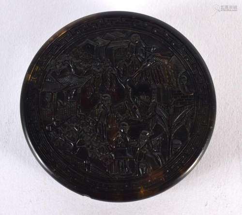 A SMALLER 19TH CENTURY CHINESE CANTON TORTOISESHELL CARVED B...