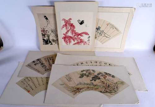 Chinese School (19th/20th Century) 7 x Fan paintings, variou...