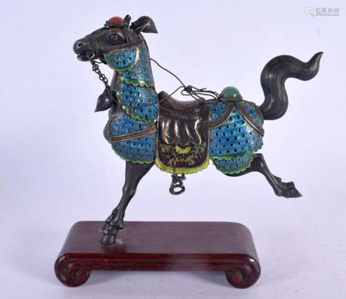 AN UNUSUAL EARLY 20TH CENTURY CHINESE SILVER AND ENAMEL FIGU...