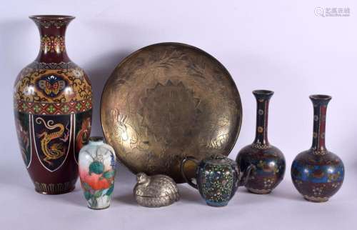 A GROUP OF 19TH CENTURY JAPANESE MEIJI PERIOD CLOISONNE WARE...